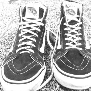 High-top Black and White Classic Vans